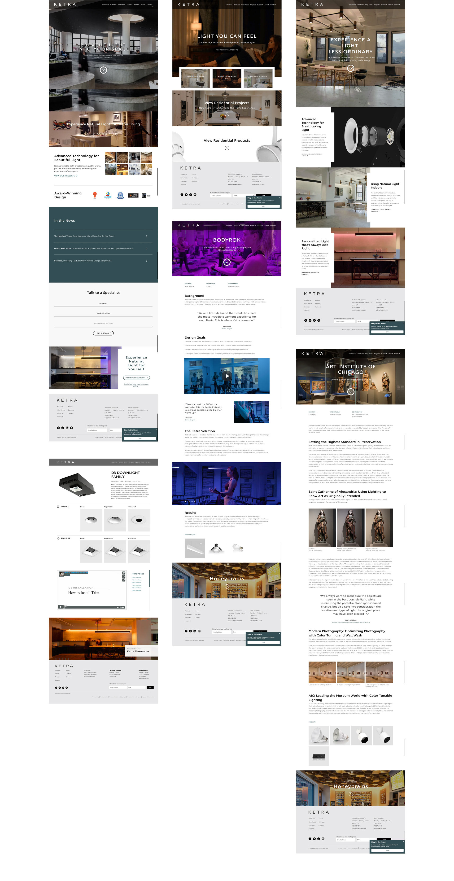 The Ketra website — the brand and UX language carried through to the full web experience